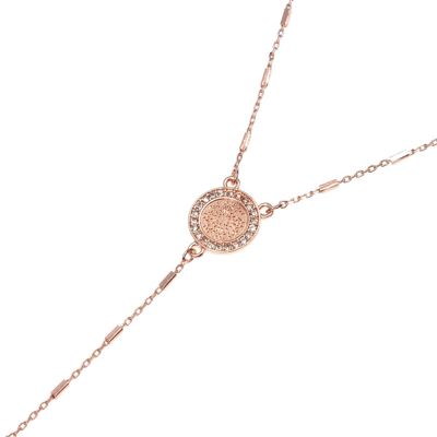 Rose gold tone filigree drop pendant necklace